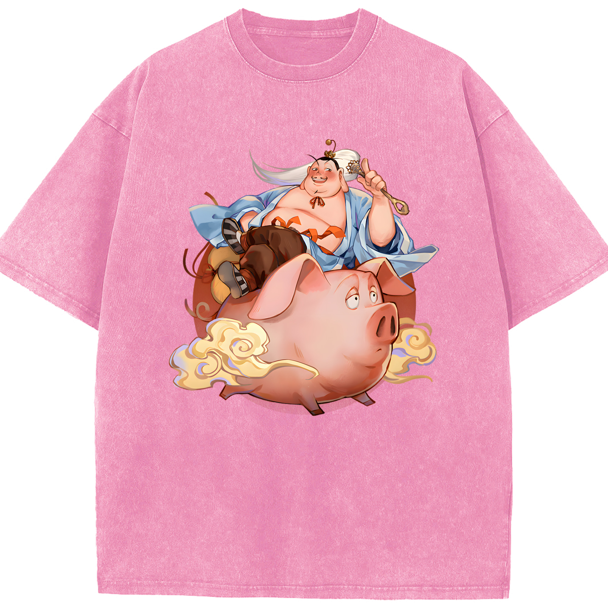 （画像用） Ne Zha 2 ナタ 魔童の大暴れ 綿100% ヴィンテージ風 半袖Tシャツ（フロントプリント）